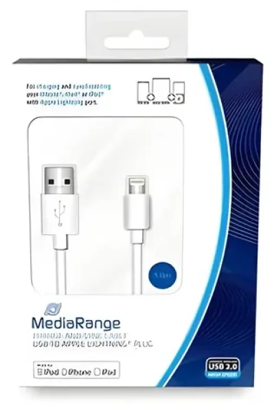 MediaRange MRCS178 biela / Dátový kábel / USB-A na Lightning / 1 m / MFi (MRCS178)