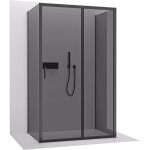 CERANO - Trojstenný sprchovací kút Varone LINE UL/P - 6 mm - čierna matná, grafitové sklo - 90x70x195 - posuvný CER-8050BD7847
