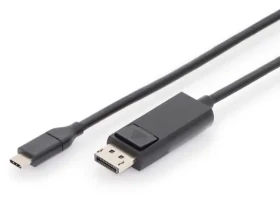 Digitus USB-C - DisplayPort čierny / Kábel adaptérový / 2.0 m / 4K/60Hz / pozlátené konektory (AK-300333-020-S)