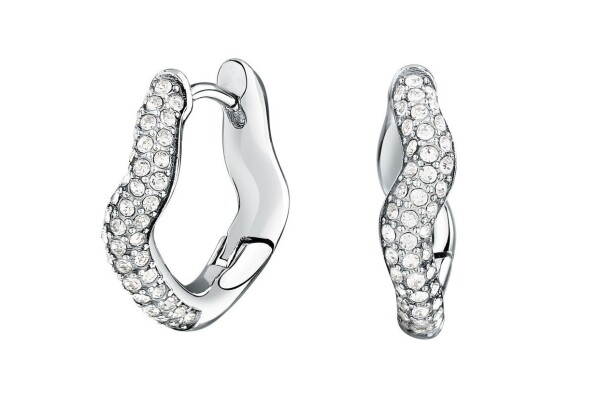 Morellato Vlnité oceľové náušnice s kryštálmi Design SAYP10