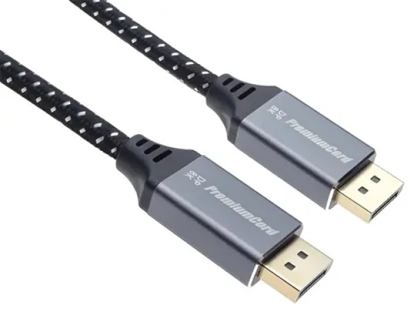 PremiumCord DisplayPort 1.4 prípojný kábel MM 0,5 m strieborná / Video kábel / 8K 60Hz / pozlátené konektory (kport10-005)