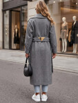 Dlhý dámsky kabát s opaskom na prechodné obdobie, tmavošedý, FashionStreet NY0773 L