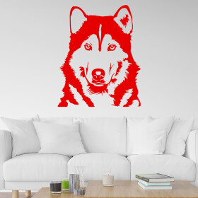 Veselá Stena Samolepka Husky Farba: červená, Veľkosť: 60 x 49 cm
