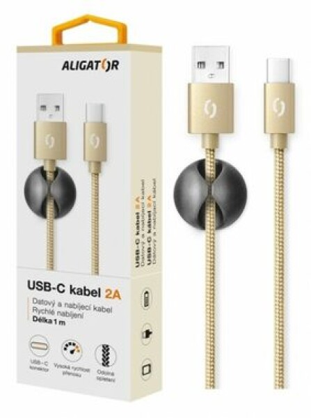 Aligator Premium Dátový kábel 2A USB-C zlatá (DATKP09)