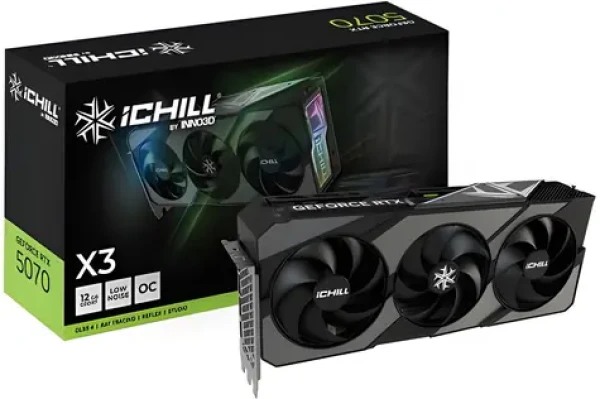 Inno3D RTX 5070 iChill X3 12GB / Grafická karta / 2572 MHz / 12GB GDDR7 / 192 bit / 1x HDMI + 3x DP / 700W (8+8) (C50703-12D7X-195065H)