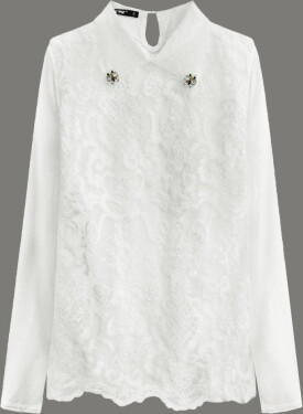Elegantní halenka v barvě ecru s límečkem model 17825008 ecru L (40) - LJR