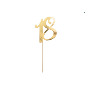 Zápich do 21 cm torty zlaté číslo 18 - PartyDeco - PartyDeco