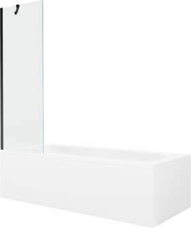 MEXEN/S - Vega obdĺžniková vaňa 150 x 70 cm s panelom + vaňová zástena 60, transparent, čierna 550115070X9506000070