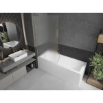 MEXEN/S - Next L vaňová zástena FIX 90 x 150, vzor, zlato kartáčovaný 895-090-000-03-30-55