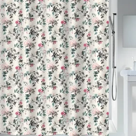 SPIRELLA Sprchový záves JINZO motív kvetov biely / Polyester / 180 x 200 cm
