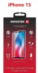 Swissten FULL GLUE COLOR FRAME CASE FRIENDLY sklo pre Apple iPhone 15 čierna (54501840 )