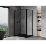 MEXEN/S - Mist-F sprchovací kút skladacie dvere ľavá 100 x 95, čierna okraj, čierna 8A6T-100-095-70-70-L