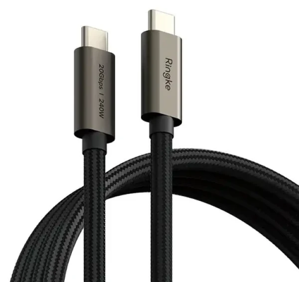 Ringke USB-C 3.2 2 m čierna / USB-C kábel / PD 240 W