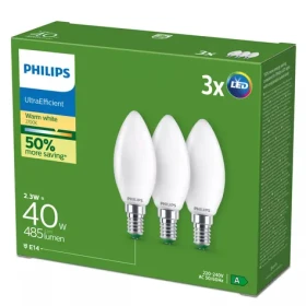 Philips Ultra Efficient LED žiarovka E14 / LED žiarovka / B35 / 2,1W = 40W / 2700K teplá biela / 3 ks (929003800831)
