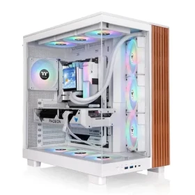Thermaltake View 380 XL WS ARGB biela/drevo / ATX / 2x USB-A 3.2 / 1x USB-C / 4x120mm / bez zdroja / priehľadná bočnica (CA-11E-00M6WN-WS)