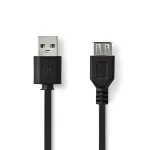Nedis CCGB60010BK20 čierna / Predlžovací kábel USB / USB 2.0 / zástrčka A - zásuvka A / 2 m (CCGB60010BK20)