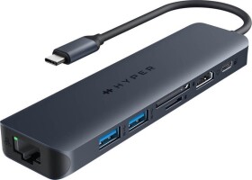 Hyper EcoSmart Gen.2 USB-C Hub 7v1 čierna / 2x USB-A / microSD / SD / Ethernet / HDMI 4K 60Hz (HY-HD4003GL)