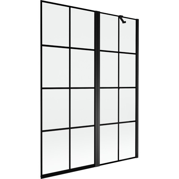 MEXEN - MIST vaňová zástena 130x150 cm 6mm f+s, čierna, dekor, pravá 8A9-130-011-70-77-P