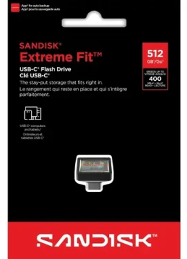 SanDisk Extreme Fit USB-C 512GB čierna / Flash disk / USB-C / čítanie: 400 MB/s (SDCZ530-512G-G46)