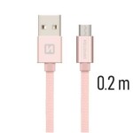 SWISSTEN TEXTILE dátový kábel USB microUSB 0.2m (71522105)