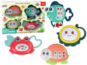 Mamido Detská rattle Set 4ks korytnačka ryby morské živočíchy teether