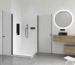 CERANO - Sprchovací kút Antelo Duo Ľ/P - 6 mm - čierna matná, transparentné sklo - 100x80x190 - otočný CER-480400