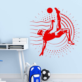 Veselá Stena Samolepka Vykopávajúci futbalista Farba: červená, Veľkosť: 40 x 40 cm