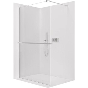 CERANO - Sprchová zástena Walk-in Onyx Round Ľ/P - 8 mm + polička/držiak na uteráky - guľatá vzpera - chróm, transparentné sklo - 90x200 CER-477170