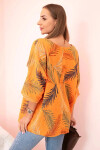 Dámska bavlnená blúzka s okvetnými lístkami s vyhrnutými rukávmi oranžová UNI