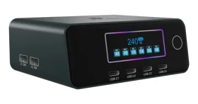 Icy Box Diamond Charge 2401 čierna / GaN nabíjačka / 240 W / LCD displej / 4X USB-C, 2x USB-A (IB-PS2401)