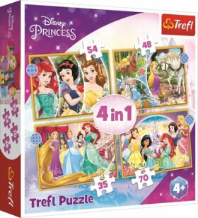 Trefl - Puzzle - Disney princeznej: Šťastný deň 4v1