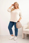 Dámsky plus size sveter s lodičkovým výstrihom béžový UNI