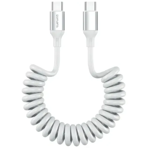 4smarts kábel USB-C na USB-C špirálový 240W biela / Kábel / USB Power Delivery / 1,5 m (541601)