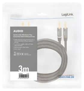 LogiLink audio kábel banánik čierna / Audio kábel / Banánek - Banánek / 3 m (CA1210)