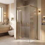 REA - Sprchovací kút Bruno 90x90 Brush Gold REA-K3600