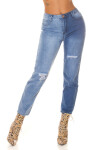 Sexy Highwaist Bi-Color Mom Jeans Used Look denimblue