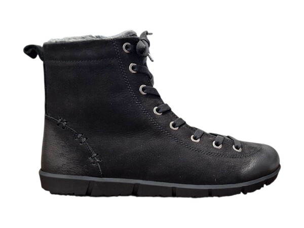 Wild 017-28001 Dámske celokožené barefoot členkové topánky čierne 37