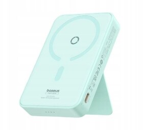 Baseus OS-Baseus MagPro Magnetic Bracket Wireless Fast-Charging Power Bank 5000mAh 20W Peppermint Blue (with Simply Series Charging Cable Type-C to Type-C (20V/3A) 30cm White)