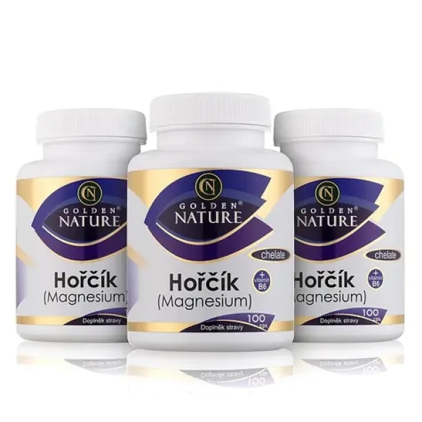 Golden Nature Magnesium (Horčík) Chelate + Vitamín B6 300 cps. (3x100 cps) (GN21000021)