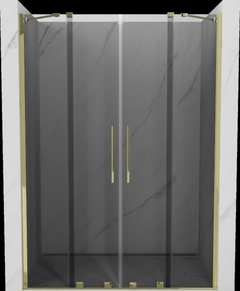 MEXEN/S - Velar Duo posuvné sprchové dvere 140, grafit, zlatá 871-140-000-42-50