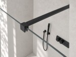CERANO - Sprchová zástěna Walk-in Onyx Half Cube L/P - 8 mm - hranatá vzpěra - černá matná, transparentní sklo - 120x100 CER-978620