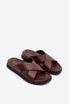 Pánske kožené papuče Big Star TT174218 Dark brown 45