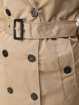Dámsky dvojradový kabát s kapucňou FashionStreet camel TY5656 M