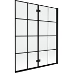 MEXEN - MIST vaňová zástena 140x150 cm 6mm 2-s, čierna, dekor, pravá 8A9-140-002-70-77-P