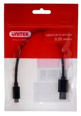 Unitek Y-C490BK čierna / Kábel USB-C - USB-A / USB 3.1 Gen 1 / 0,25 m (Y-C490BK)