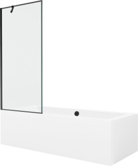 MEXEN/S - Cube obdĺžniková vaňa 170 x 80 cm s panelom + vaňová zástena 80, čierna vzor 550517080X9508007070