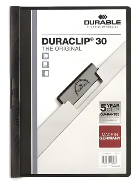 Durable Duraclip Original 30 čierna / Dosky s klipom / A4 / do 30 listov / PVC (220001)
