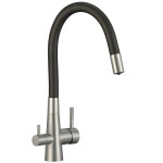 Laveo - Riveco - drezová batéria stojanková s elastickým ramenom + filter, kartáčovaná oceľ BRIB768D