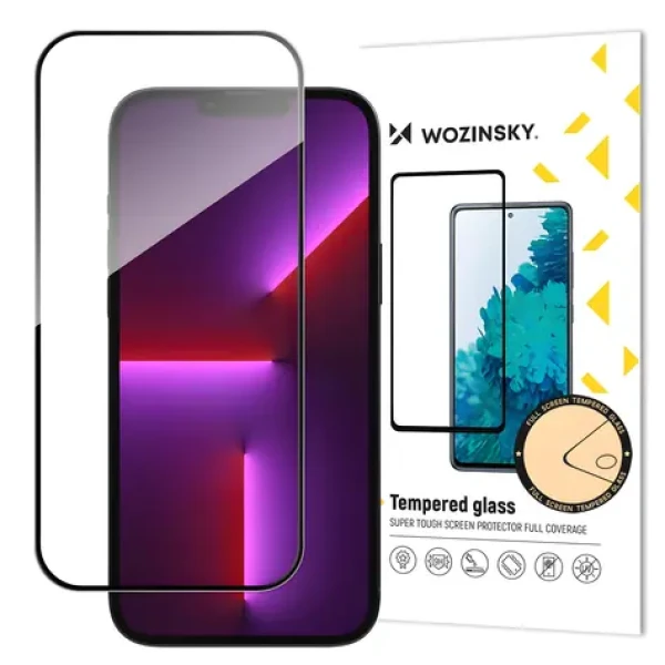 Wozinsky Full Glue tvrdené sklo s rámčekom pre Apple iPhone 15 čierna / Ochranné sklo / Case friendly