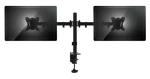 Equip čierna / Stolný držiak pre 2 monitory / 13-27" / VESA 75x75-100x100 / nosnosť 2x8 kg / výškovo nastaviteľný (650152)